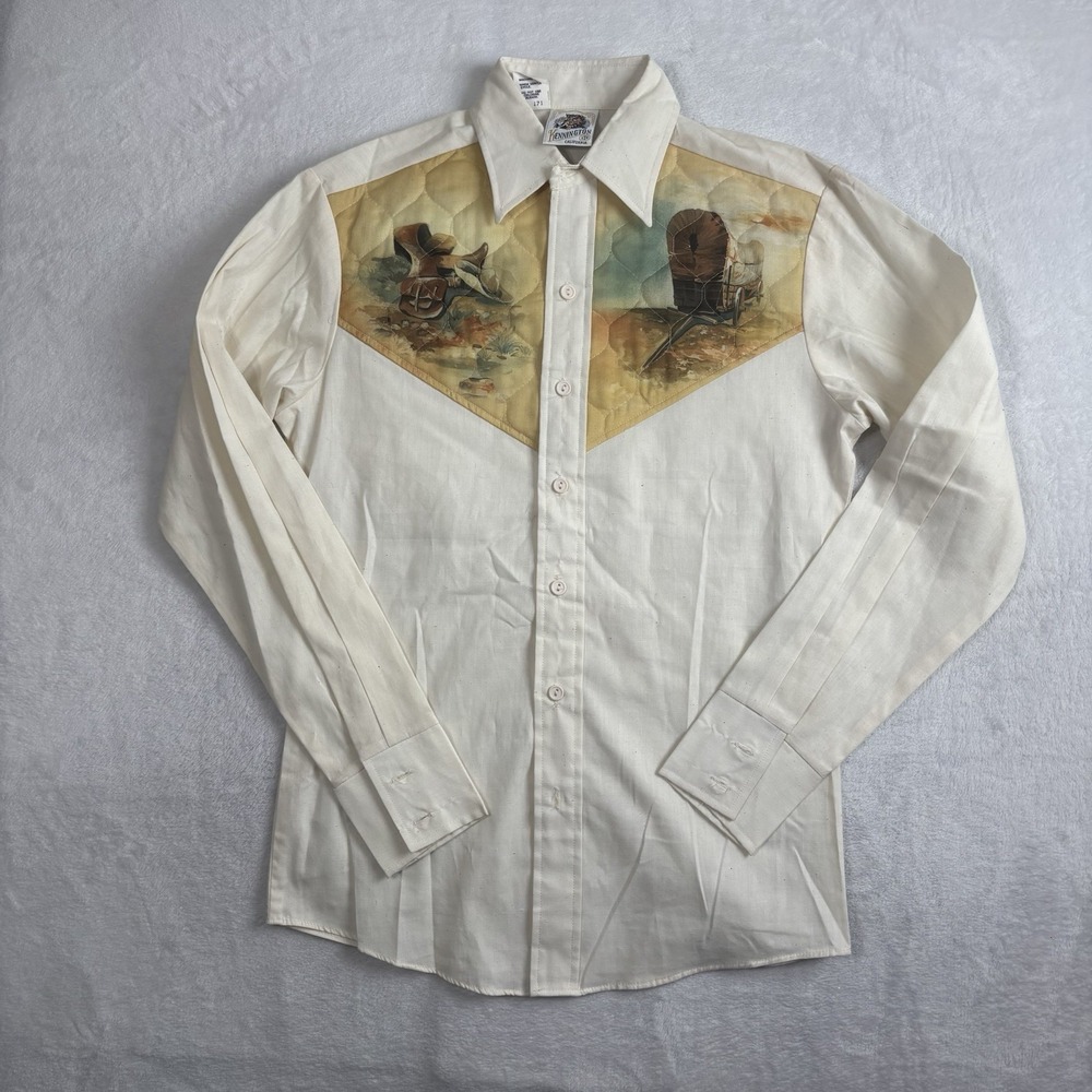 VTG Rocking K Ranchwear Kennington Western Quilted Long Sleeve Button Up Men's S